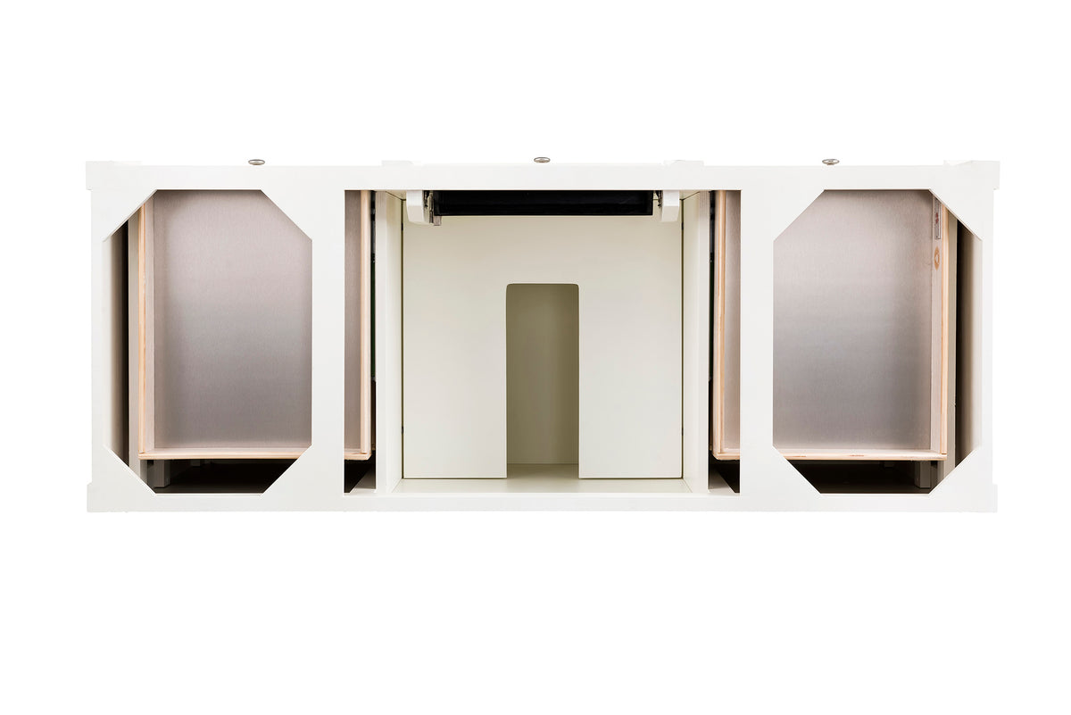 James Martin Vanities Brittany 60" Bright White Single Vanity With 3 CM Siberian Silestone Top and FreePower Wireless Charger