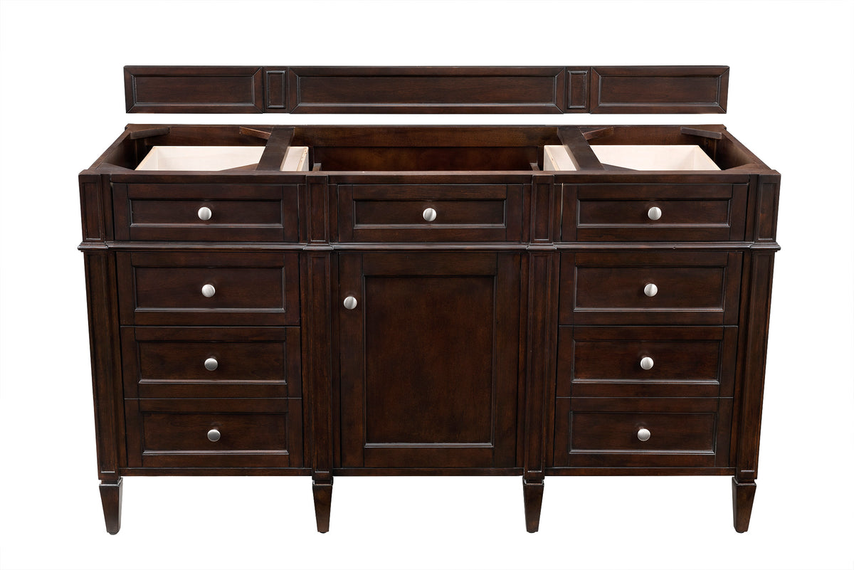 James Martin Vanities Brittany 60" Burnished Mahogany Single Vanity With 3 CM Siberian Silestone Top and FreePower Wireless Charger