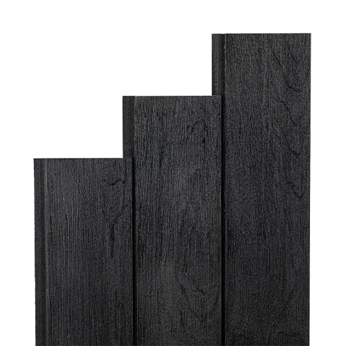 PROSAUNAS Aspen Brushed Midnight Black 1x4 1' Black-Wax Finished Tongue & Groove Nickel-Gap STS4 Sauna Wall Material