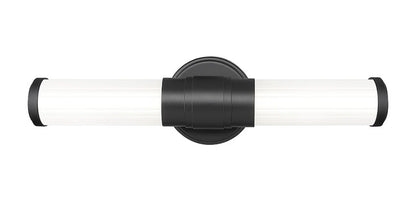 Z-Lite Warwick 19" 1-Light LED-Integrated Matte Black Steel White Opal Glass Shade Vanity Lighting