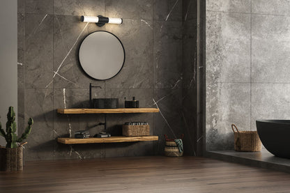 Z-Lite Warwick 19" 1-Light LED-Integrated Matte Black Steel White Opal Glass Shade Vanity Lighting