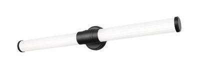 Z-Lite Warwick 33" 1-Light LED-Integrated Matte Black Steel White Opal Glass Shade Vanity Lighting