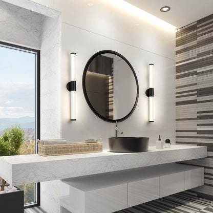 Z-Lite Warwick 33" 1-Light LED-Integrated Matte Black Steel White Opal Glass Shade Vanity Lighting