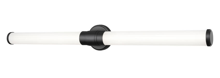 Z-Lite Warwick 40" 1-Light LED-Integrated Matte Black Steel White Opal Glass Shade Vanity Lighting