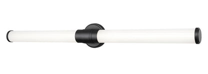 Z-Lite Warwick 40" 1-Light LED-Integrated Matte Black Steel White Opal Glass Shade Vanity Lighting