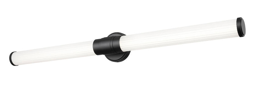 Z-Lite Warwick 40" 1-Light LED-Integrated Matte Black Steel White Opal Glass Shade Vanity Lighting