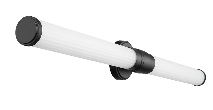 Z-Lite Warwick 40" 1-Light LED-Integrated Matte Black Steel White Opal Glass Shade Vanity Lighting