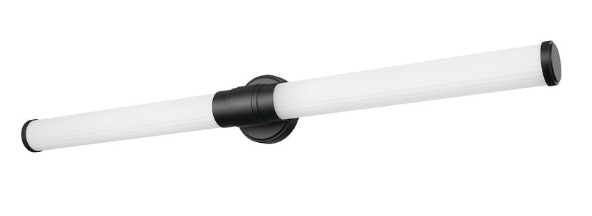 Z-Lite Warwick 40" 1-Light LED-Integrated Matte Black Steel White Opal Glass Shade Vanity Lighting