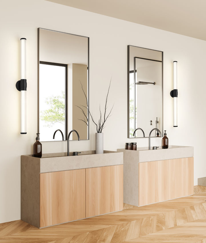 Z-Lite Warwick 40" 1-Light LED-Integrated Matte Black Steel White Opal Glass Shade Vanity Lighting