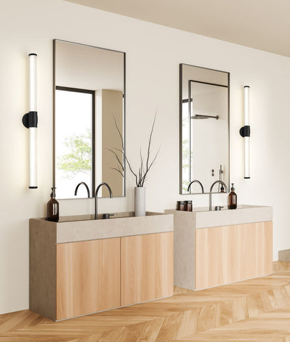 Z-Lite Warwick 40" 1-Light LED-Integrated Matte Black Steel White Opal Glass Shade Vanity Lighting