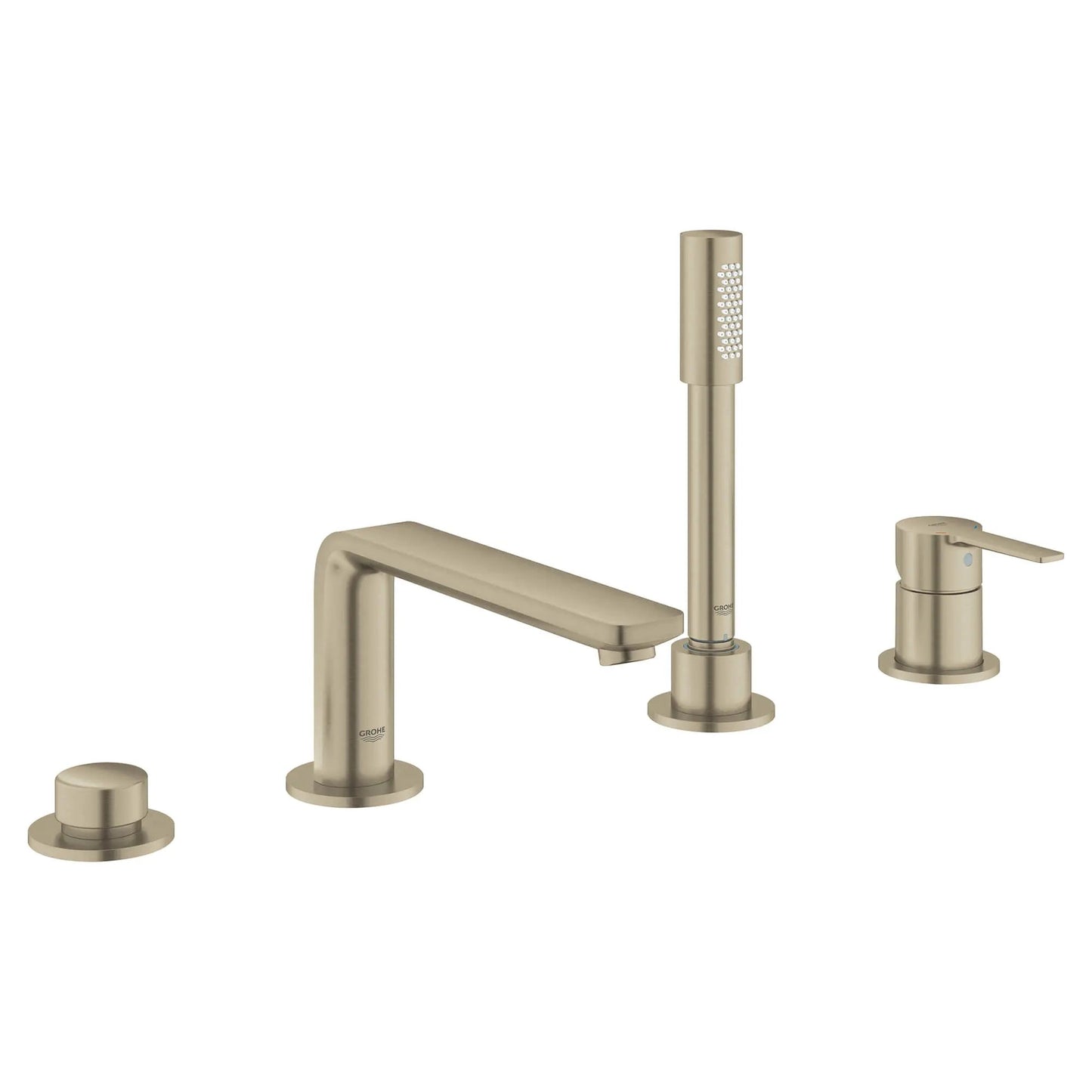 Grohe Lineare™ 4-Hole Single-Handle Deck Mount Brushed Nickel Infinity Roman Tub Faucet With 1.75 GPM Hand Shower