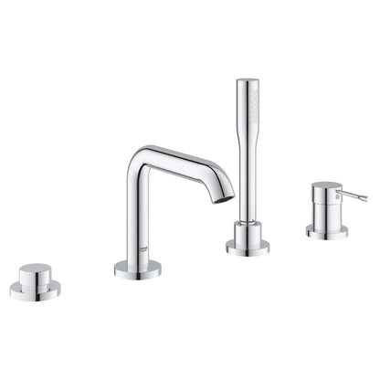 Grohe Essence 4-Hole Single-Handle Deck Mount StarLight Chrome Roman Tub Faucet With 1.75 GPM Hand Shower
