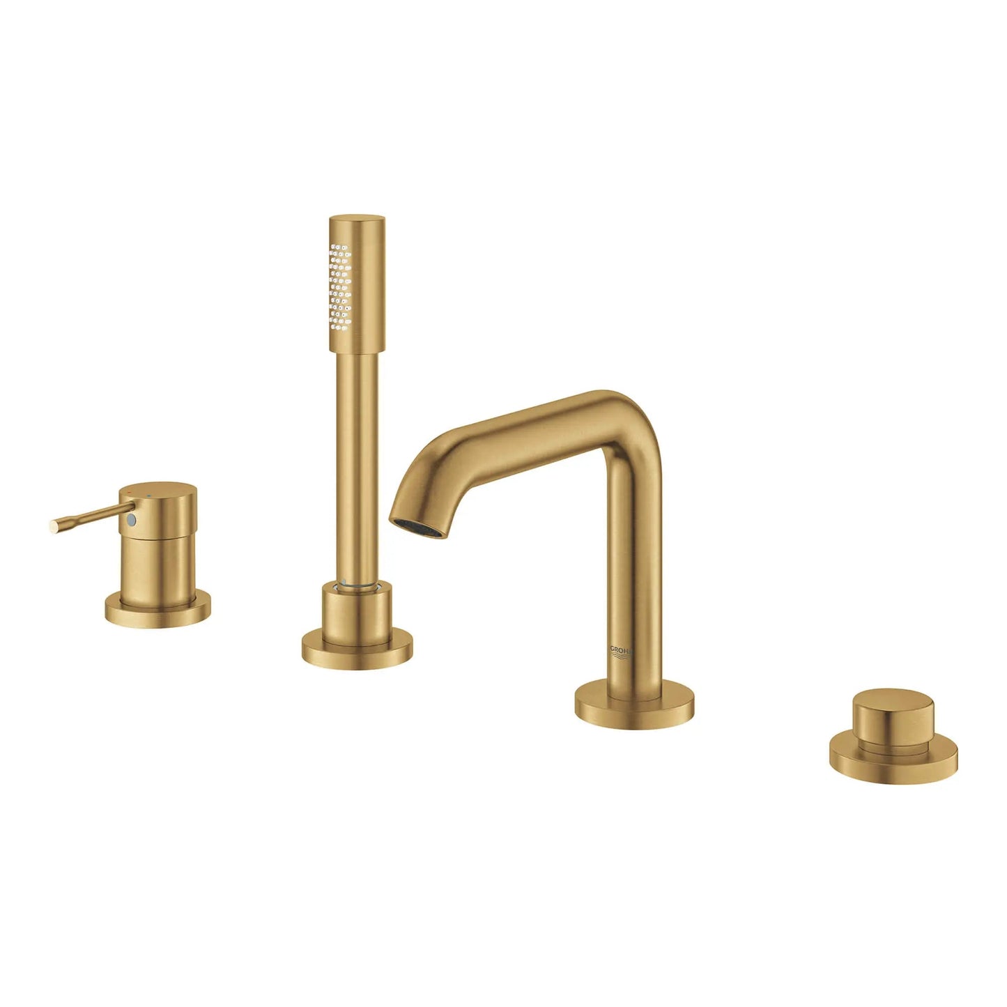 Grohe Essence 4-Hole Single-Handle Deck Mount Brushed Cool Sunrise Roman Tub Faucet With 1.75 GPM Hand Shower