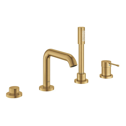 Grohe Essence 4-Hole Single-Handle Deck Mount Brushed Cool Sunrise Roman Tub Faucet With 1.75 GPM Hand Shower
