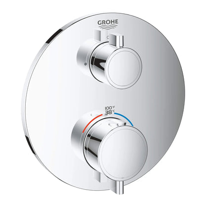 Grohe Grohtherm® Single Function 2-Handle StarLight Chrome Thermostatic Valve Trim