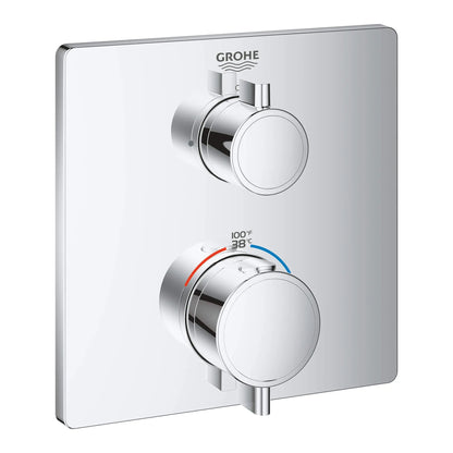 Grohe Grohtherm® Single Function 2-Handle StarLight Chrome Thermostatic Valve Trim