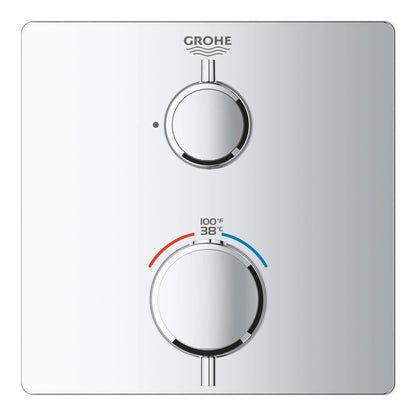 Grohe Grohtherm® Single Function 2-Handle StarLight Chrome Thermostatic Valve Trim