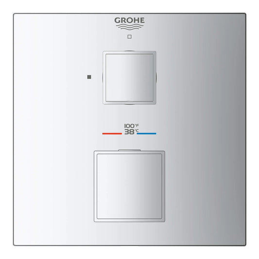 Grohe Grohtherm Cube® Single Function 2-Handle StarLight Chrome Thermostatic Valve Trim