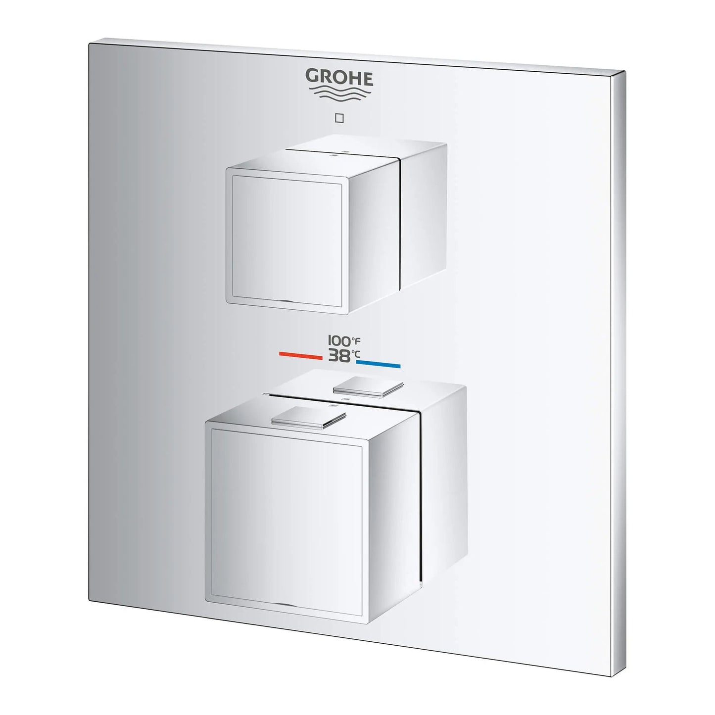 Grohe Grohtherm Cube® Single Function 2-Handle StarLight Chrome Thermostatic Valve Trim