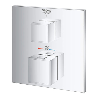 Grohe Grohtherm Cube® Single Function 2-Handle StarLight Chrome Thermostatic Valve Trim