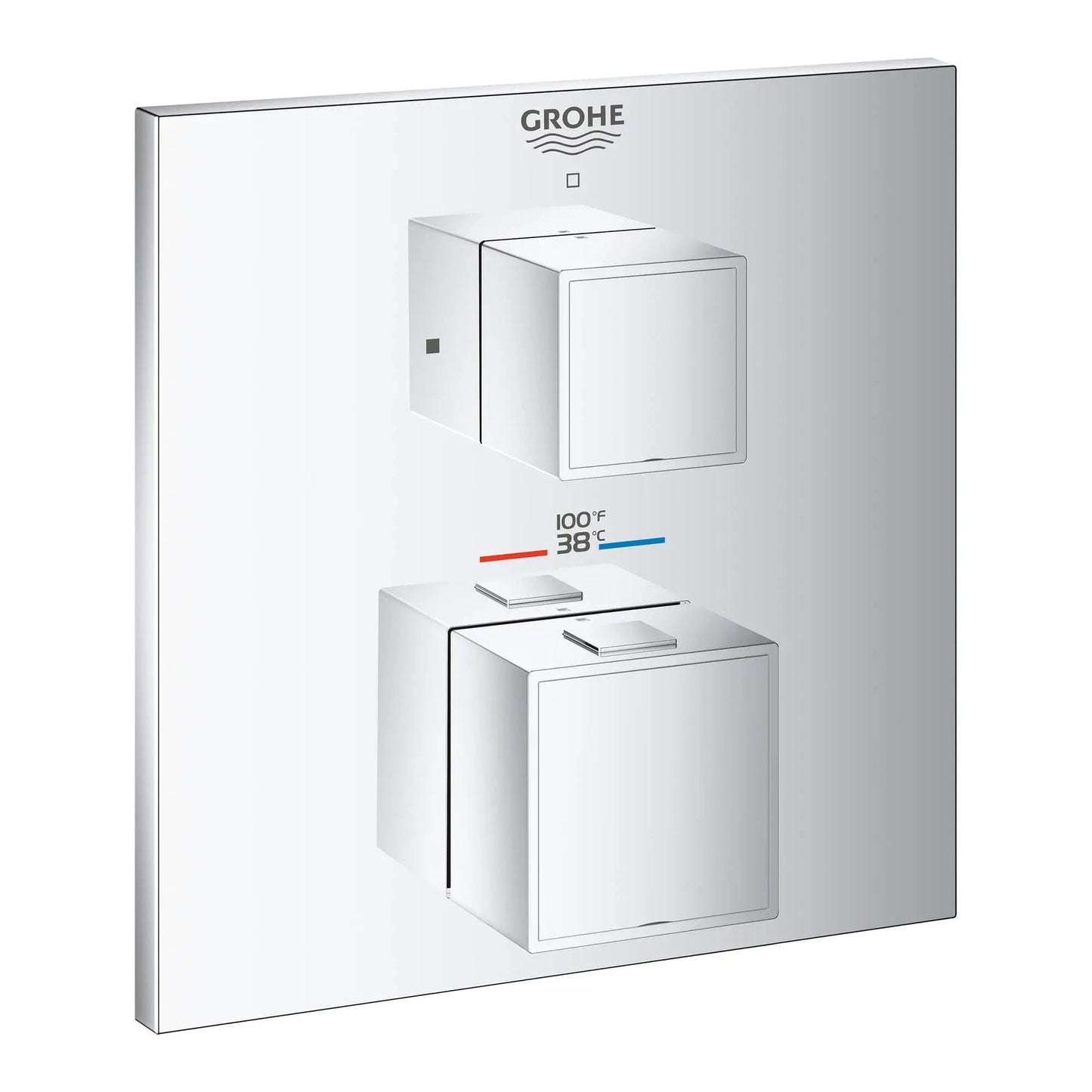 Grohe Grohtherm Cube® Single Function 2-Handle StarLight Chrome Thermostatic Valve Trim