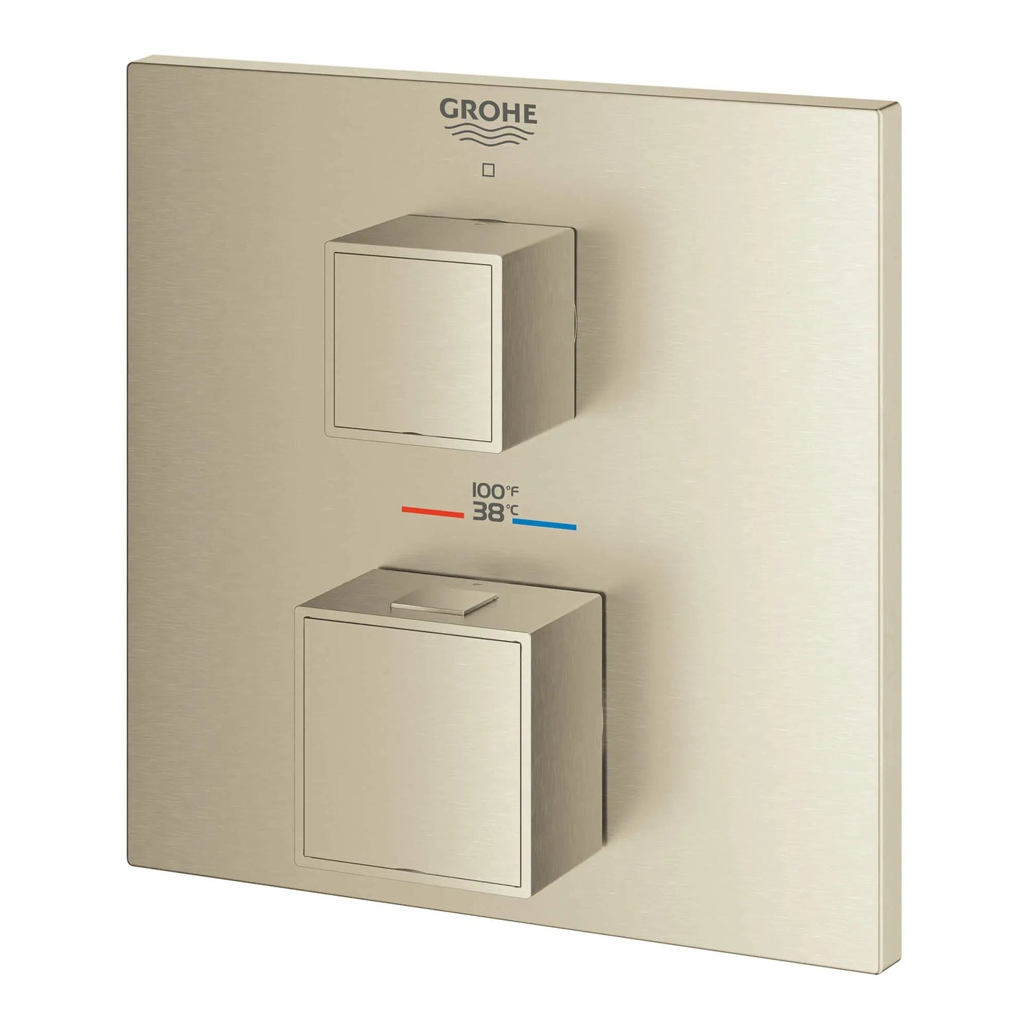 Grohe Grohtherm Cube® Single Function 2-Handle Brushed Nickel Infinity Thermostatic Valve Trim