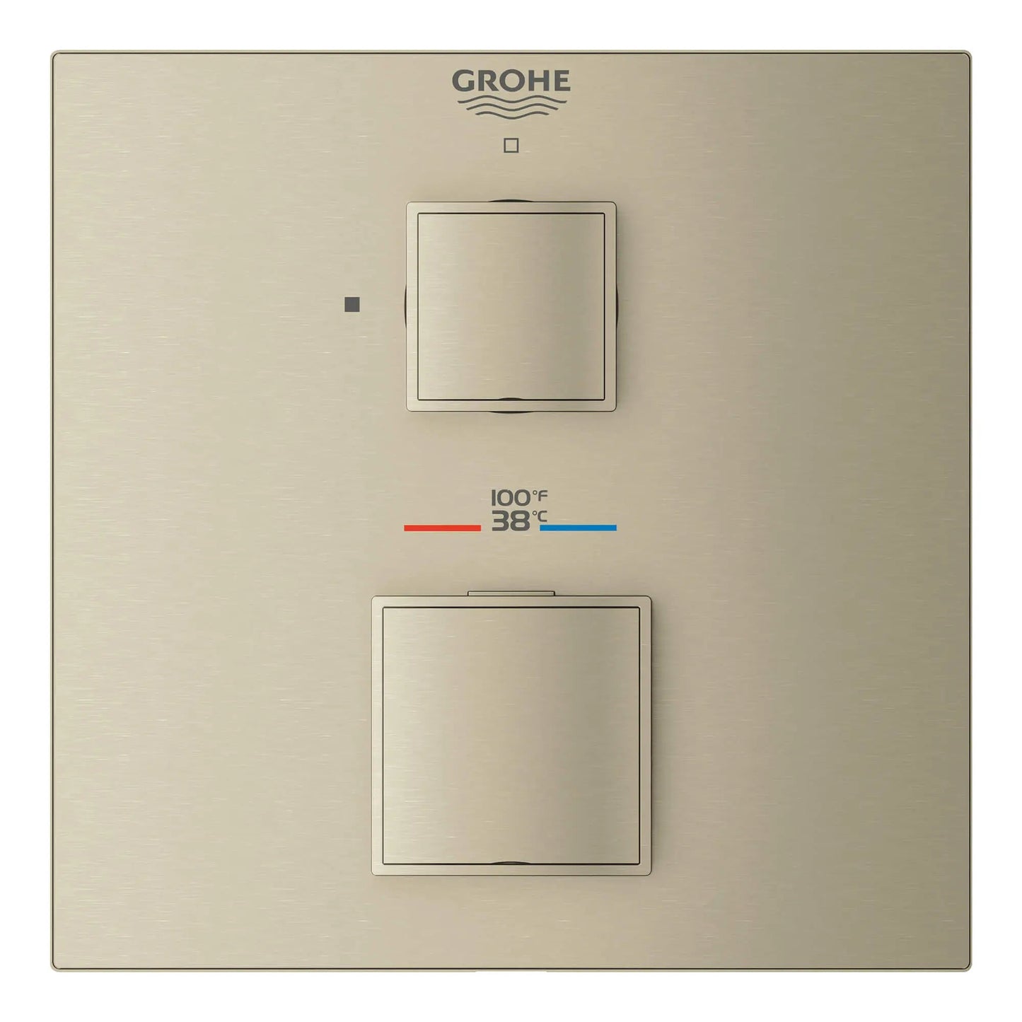 Grohe Grohtherm Cube® Single Function 2-Handle Brushed Nickel Infinity Thermostatic Valve Trim