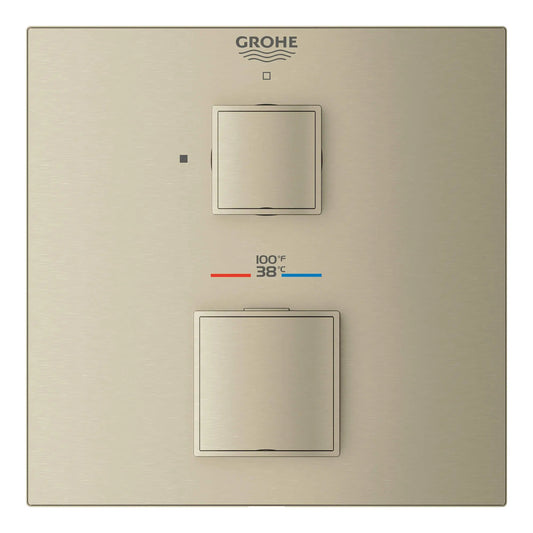 Grohe Grohtherm Cube® Single Function 2-Handle Brushed Nickel Infinity Thermostatic Valve Trim