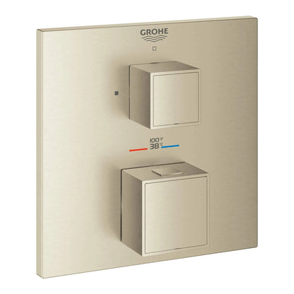 Grohe Grohtherm Cube® Single Function 2-Handle Brushed Nickel Infinity Thermostatic Valve Trim