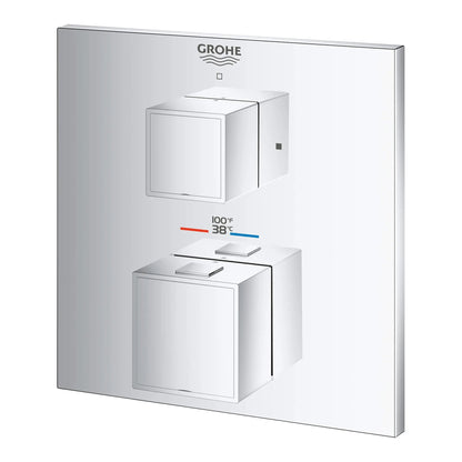 Grohe Grohtherm Cube® Dual Function 2-Handle StarLight Chrome Thermostatic Valve Trim