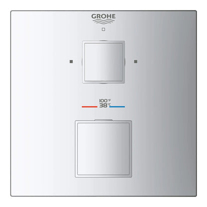 Grohe Grohtherm Cube® Dual Function 2-Handle StarLight Chrome Thermostatic Valve Trim