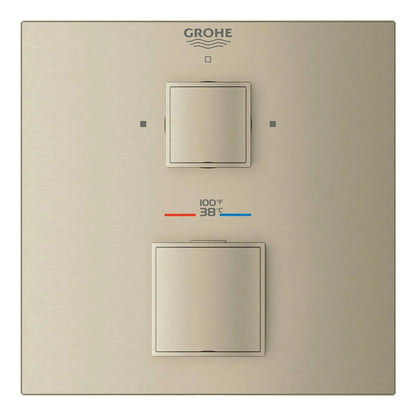 Grohe Grohtherm Cube® Dual Function 2-Handle Brushed Nickel Infinity Thermostatic Valve Trim