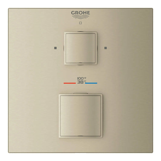 Grohe Grohtherm Cube® Dual Function 2-Handle Brushed Nickel Infinity Thermostatic Valve Trim