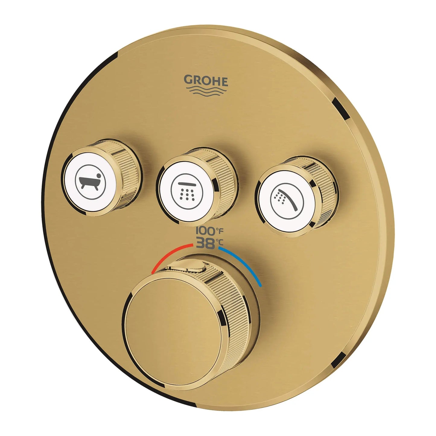 Grohe Grohtherm® SmartControl Brushed Cool Sunrise Triple Function Thermostatic Valve Trim