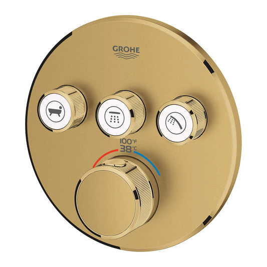 Grohe Grohtherm® SmartControl Brushed Cool Sunrise Triple Function Thermostatic Valve Trim