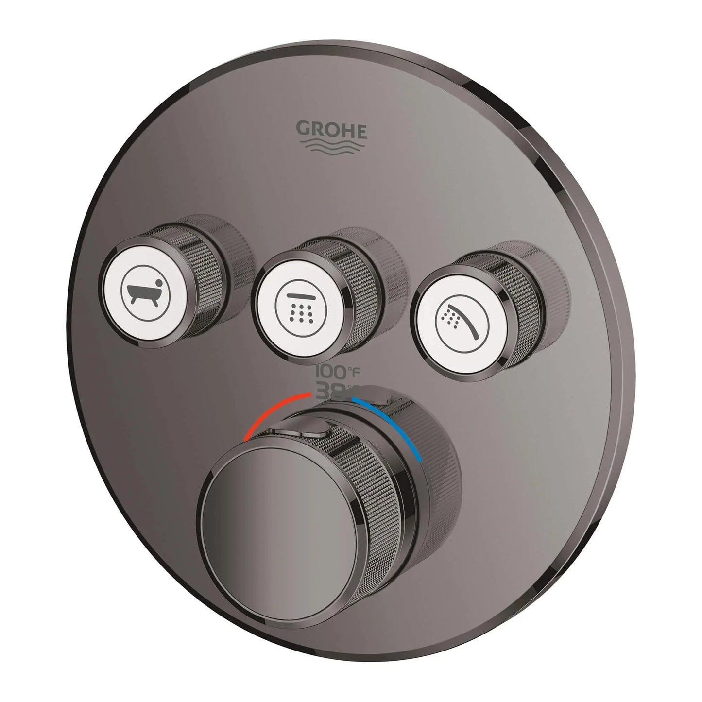 Grohe Grohtherm® SmartControl Hard Graphite Triple Function Thermostatic Valve Trim