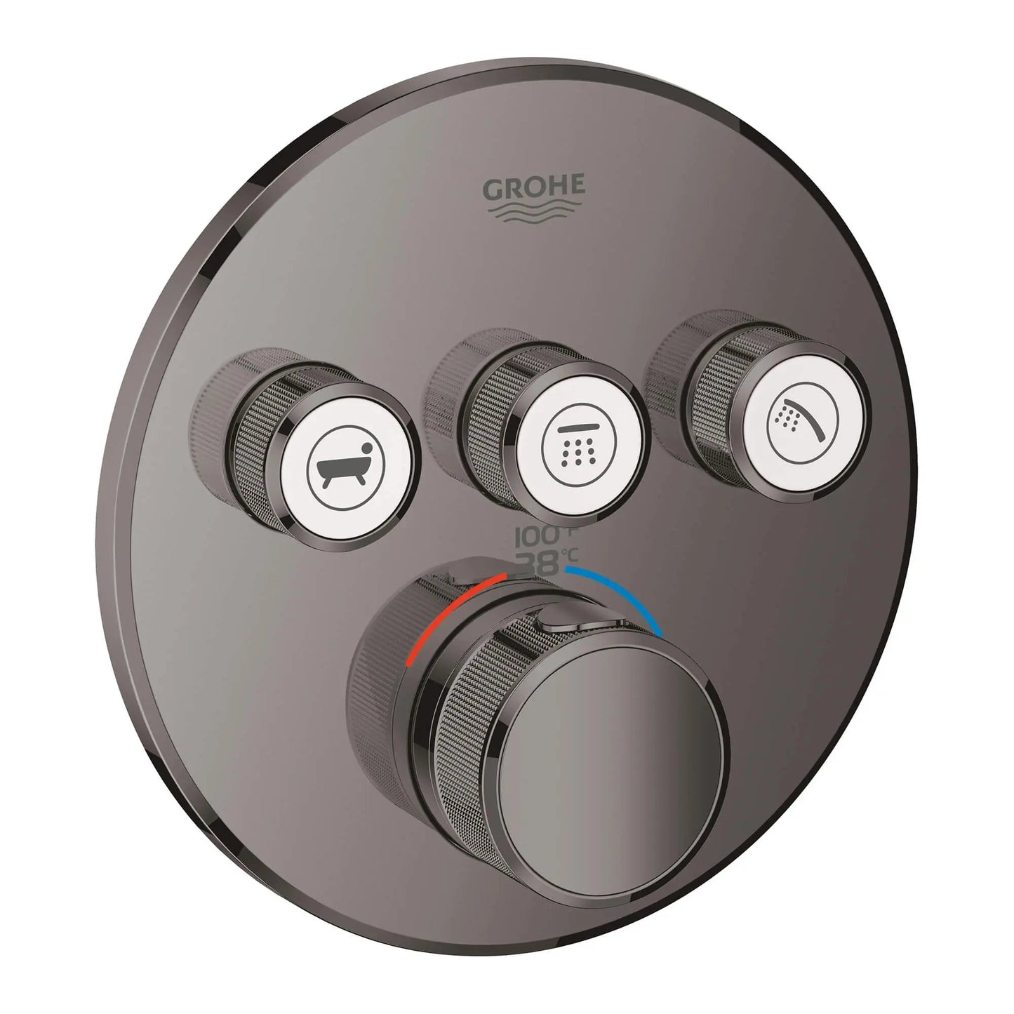 Grohe Grohtherm® SmartControl Hard Graphite Triple Function Thermostatic Valve Trim
