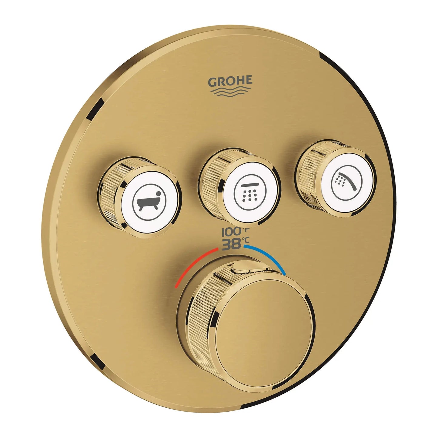 Grohe Grohtherm® SmartControl Brushed Cool Sunrise Triple Function Thermostatic Valve Trim