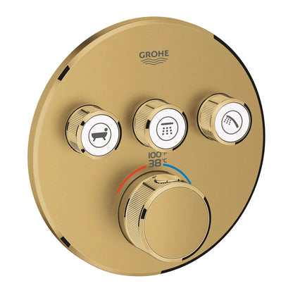 Grohe Grohtherm® SmartControl Brushed Cool Sunrise Triple Function Thermostatic Valve Trim
