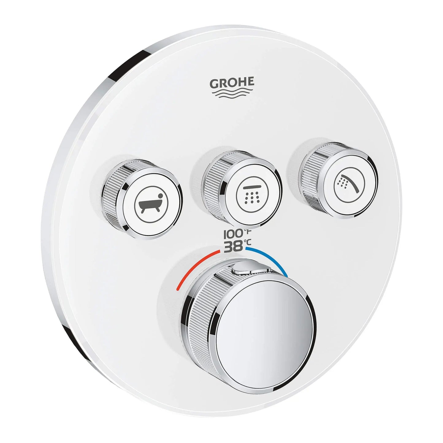 Grohe Grohtherm® SmartControl Moon White Triple Function Thermostatic Round Valve Trim
