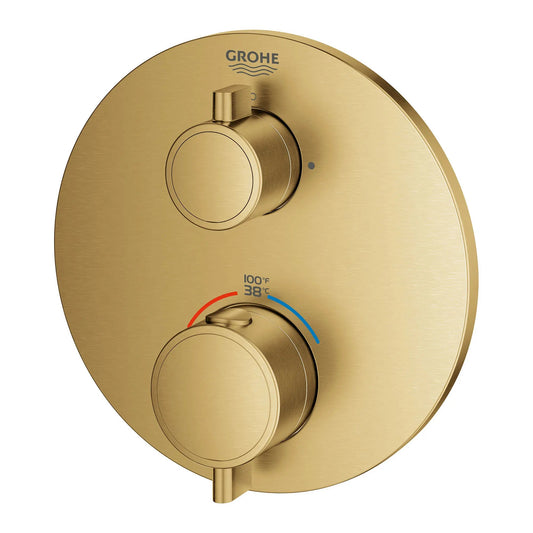 Grohe Grohtherm® Dual Function 2-Handle Thermostatic Brushed Cool Sunrise Round Valve Trim