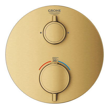 Grohe Grohtherm® Dual Function 2-Handle Thermostatic Brushed Cool Sunrise Round Valve Trim