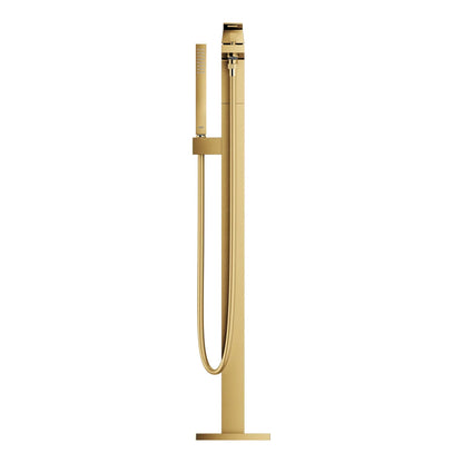 Grohe Eurocube® Single-Handle Brushed Cool Sunrise Freestanding Tub Faucet With 1.75 GPM Hand Shower