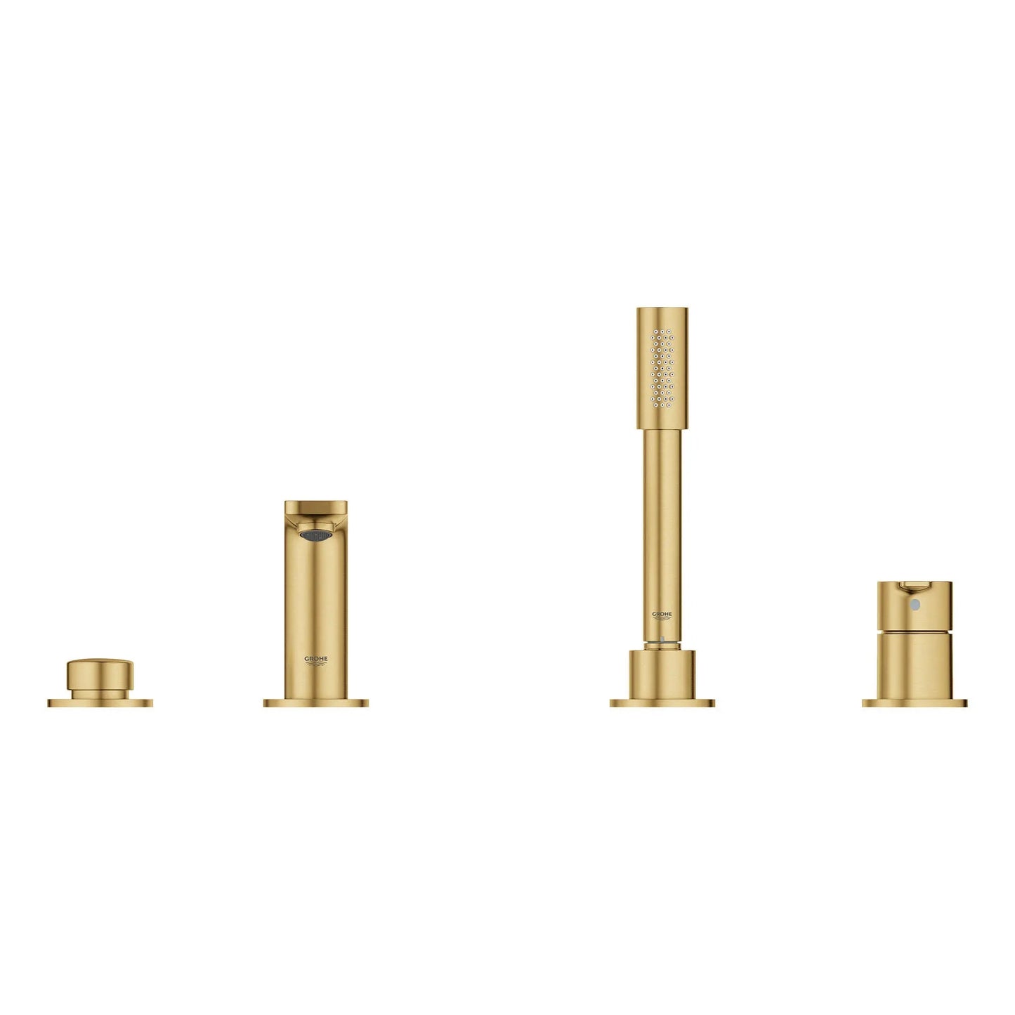 Grohe Lineare™ 4-Hole Single-Handle Deck Mount Brushed Cool Sunrise Roman Tub Faucet With 1.75 GPM Hand Shower