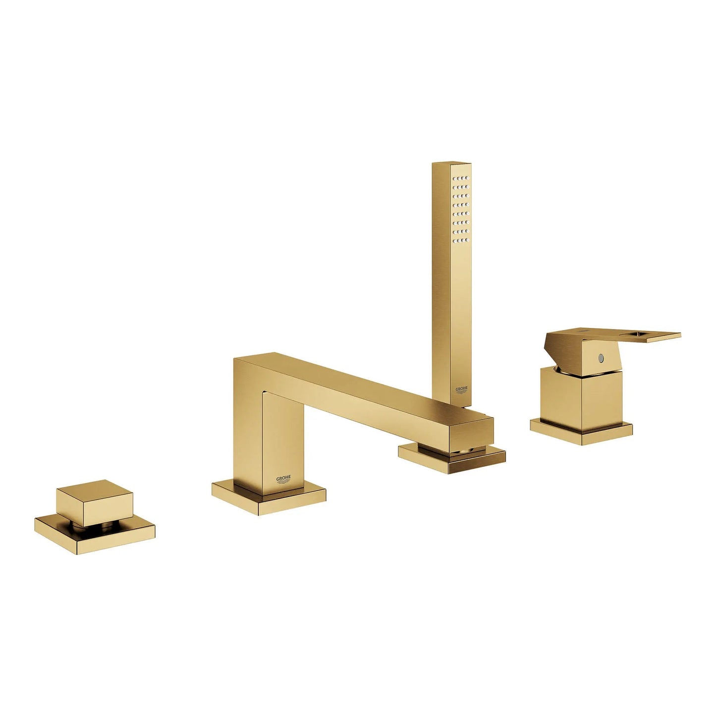 Grohe Eurocube® 4-Hole Single-Handle Deck Mount Brushed Cool Sunrise Roman Tub Faucet With 1.75 GPM Hand Shower