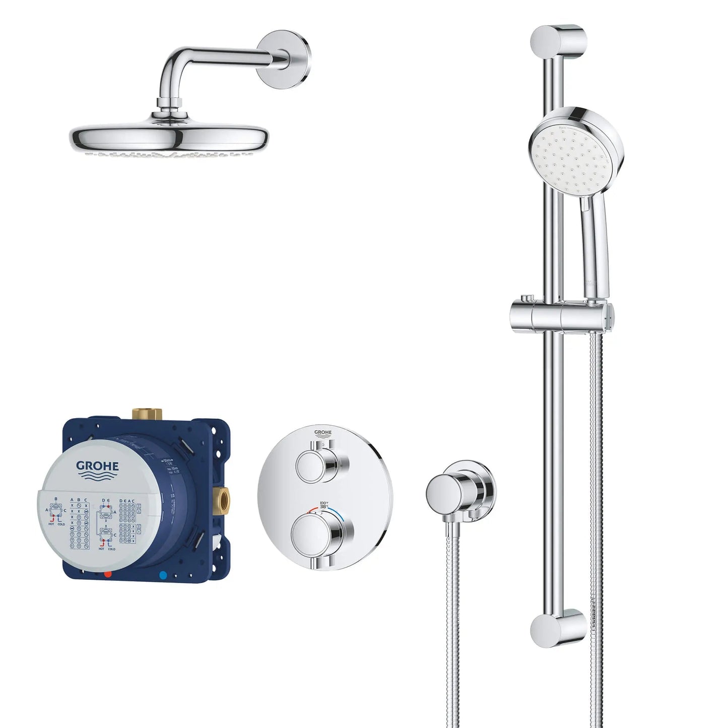 Grohe Grohtherm® 2-Handle Dual Function StarLight Chrome Thermostatic Shower Bundle