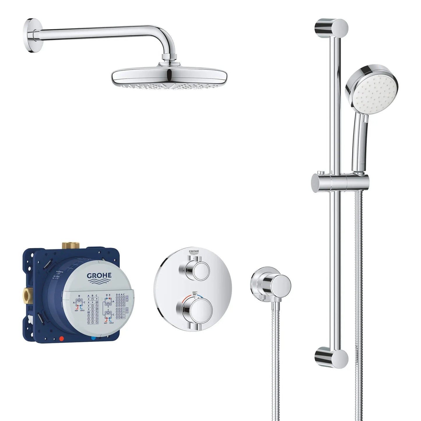 Grohe Grohtherm® 2-Handle Dual Function StarLight Chrome Thermostatic Shower Bundle