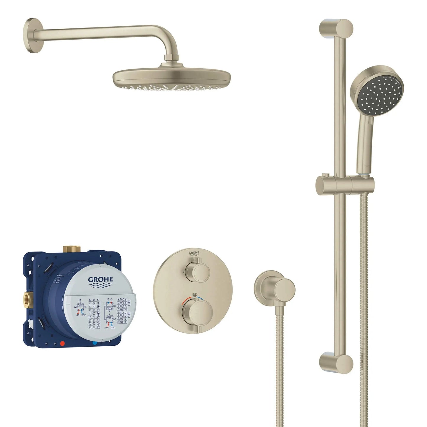 Grohe Grohtherm® 2-Handle Dual Function Brushed Nickel Infinity Thermostatic Shower Bundle