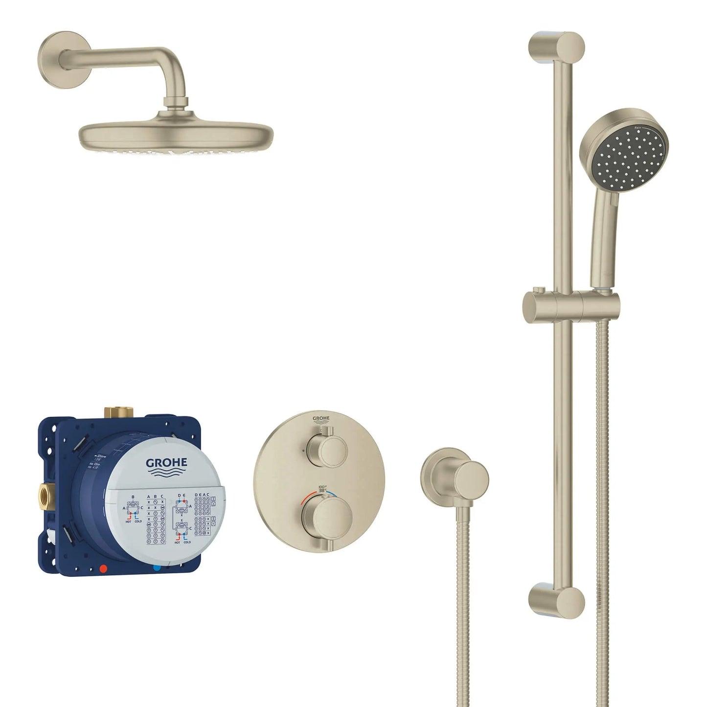 Grohe Grohtherm® 2-Handle Dual Function Brushed Nickel Infinity Thermostatic Shower Bundle