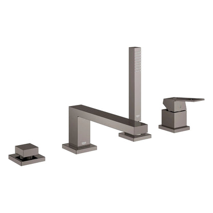 Grohe Eurocube® 4-Hole Single-Handle Deck Mount Hard Graphite Roman Tub Faucet With 1.75 GPM Hand Shower